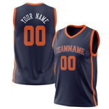 Custom Navy Blue & Orange Colors Design Sports Basketball Jersey