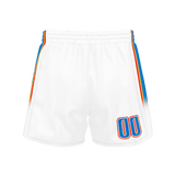 Custom White Blue Solid Color Basketball Shorts