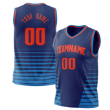 Custom Navy Blue & Orange Colors Design Sports Basketball Jersey