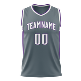 Custom Gray & Purple Colors Design Sports Basketball Jersey BS01SK040323