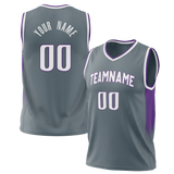 Custom Gray & Purple Colors Design Sports Basketball Jersey