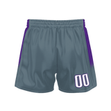 Custom Gray Purple Solid Color Basketball Shorts