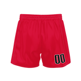 Custom Red Black Solid Color Basketball Shorts