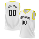 Custom White & Yellow Colors Design Sports Basketball Jersey