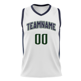 Custom White & Navy Blue Colors Design Sports Basketball Jersey BS01UJ050218