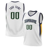 Custom White & Navy Blue Colors Design Sports Basketball Jersey