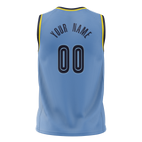 Custom Light Blue & Navy Blue Colors Design Sports Basketball Jersey BS01VG012118