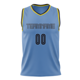 Custom Light Blue & Navy Blue Colors Design Sports Basketball Jersey BS01VG012118