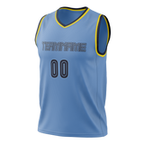 Custom Light Blue & Navy Blue Colors Design Sports Basketball Jersey BS01VG012118