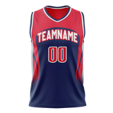 Custom Navy Blue & Red Colors Design Sports Basketball Jersey BS01WW011809