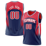 Custom Navy Blue & Red Colors Design Sports Basketball Jersey