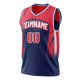 Custom Navy Blue & Red Colors Design Sports Basketball Jersey BS01WW011809