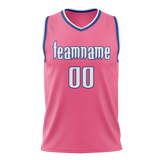 Custom Pink & Navy Blue Colors Design Sports Basketball Jersey BS01WW042518