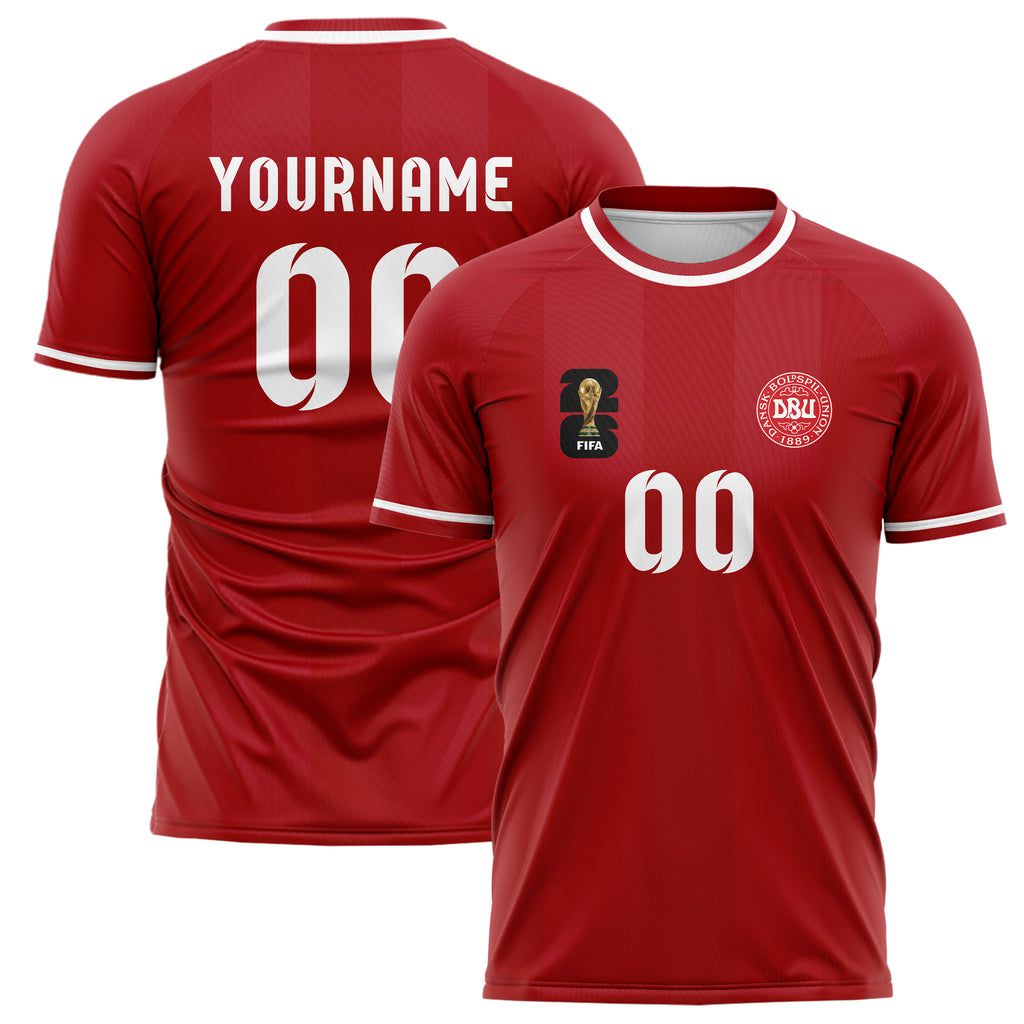 Denmark FIFA 2026 World Cup Home Soccer Jersey Style – With Custom Name and Number