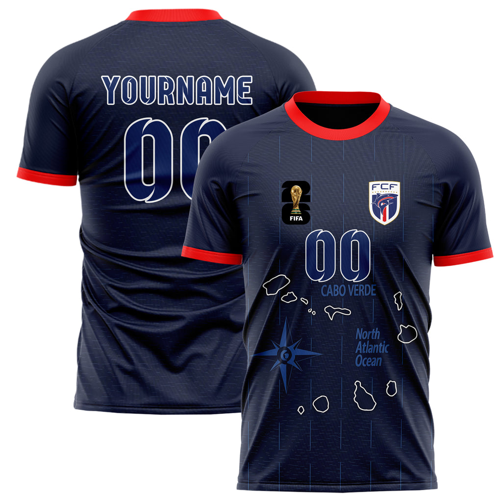 Cape Verde FIFA 2026 World Cup Home Soccer Jersey Style – With Custom Name and Number