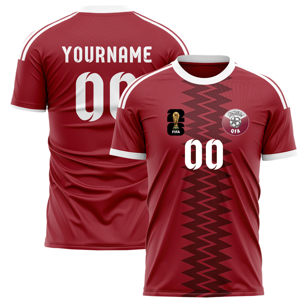 Qatar FIFA 2026 World Cup Home Soccer Jersey Style – With Custom Name and Number