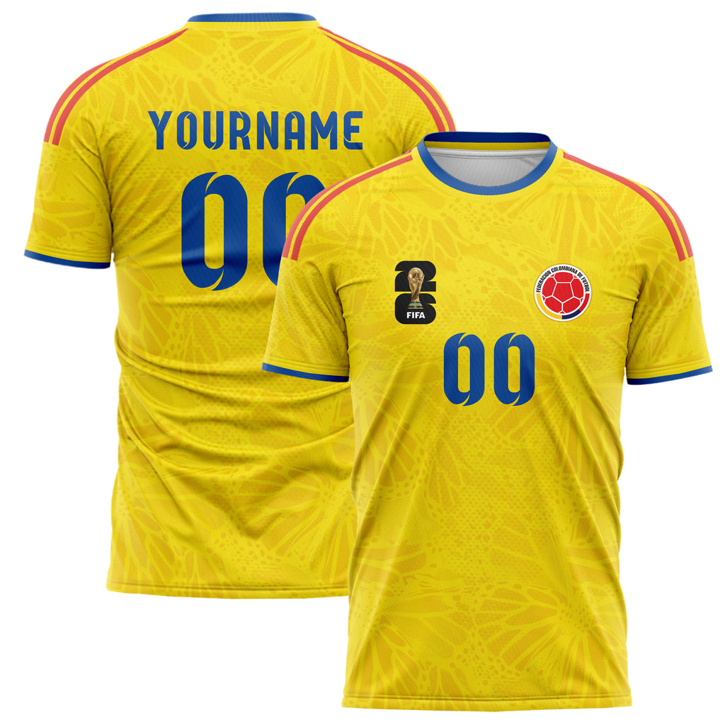 Colombia FIFA 2026 World Cup Home Soccer Jersey Style – With Custom Name and Number