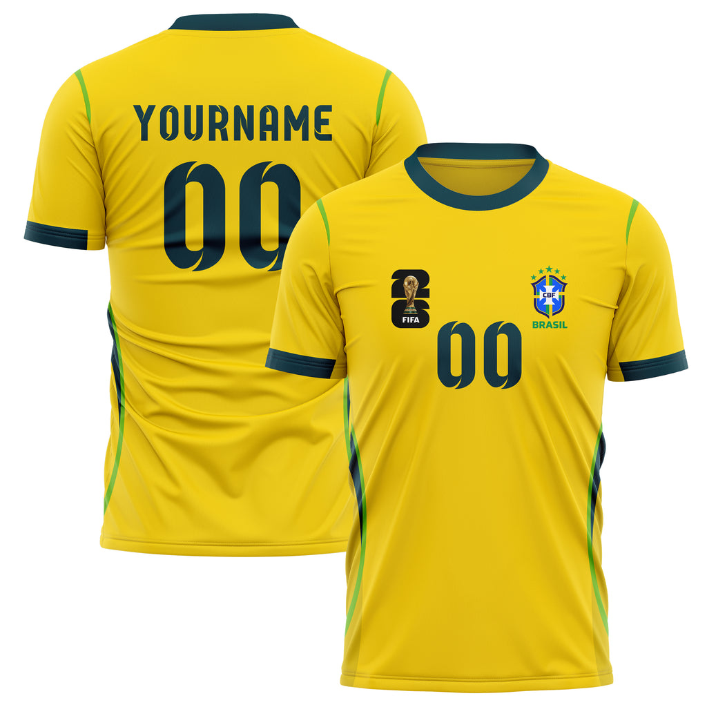 Brazil FIFA 2026 World Cup Home Soccer Jersey Style – With Custom Name and Number