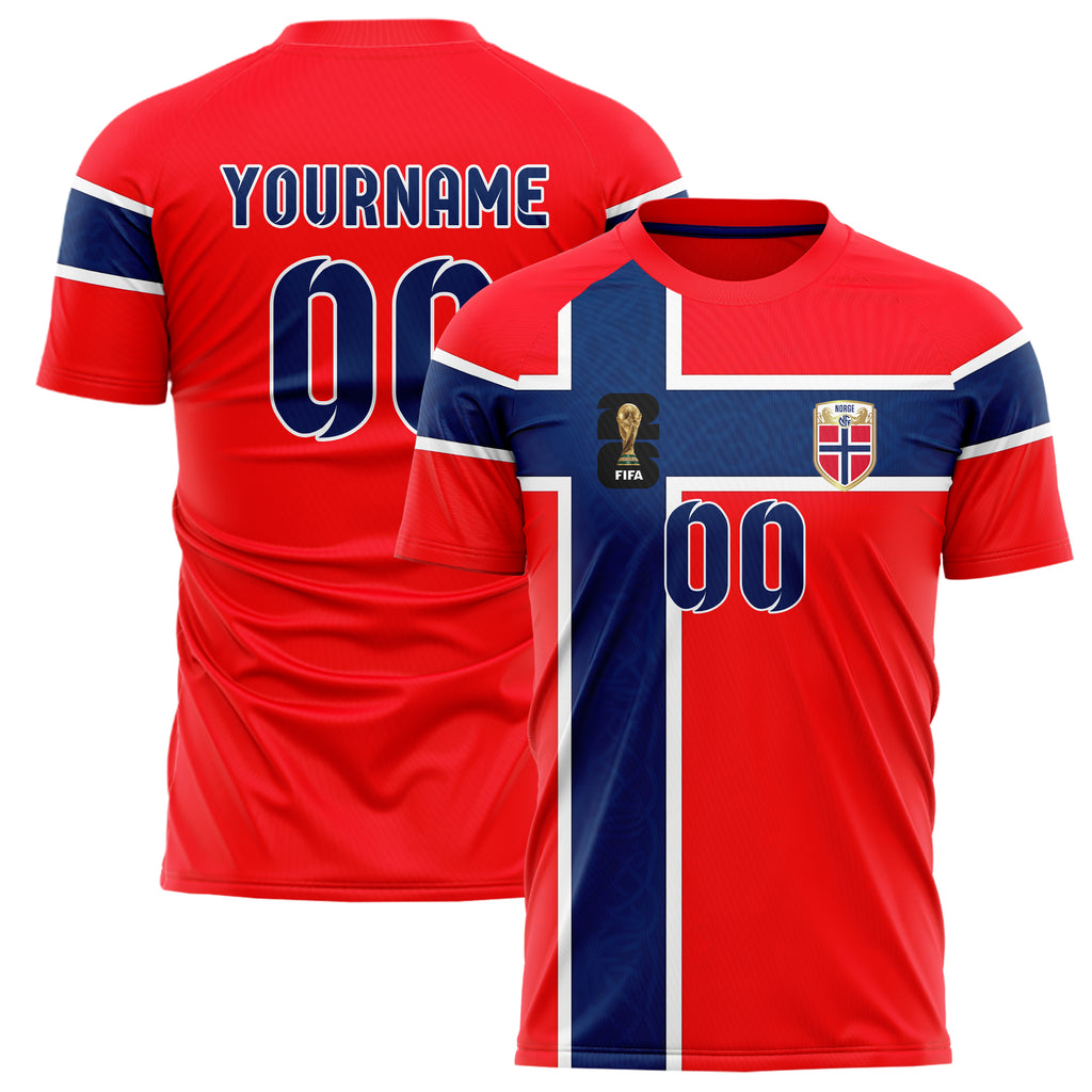 Norway FIFA 2026 World Cup Home Soccer Jersey Style – With Custom Name and Number