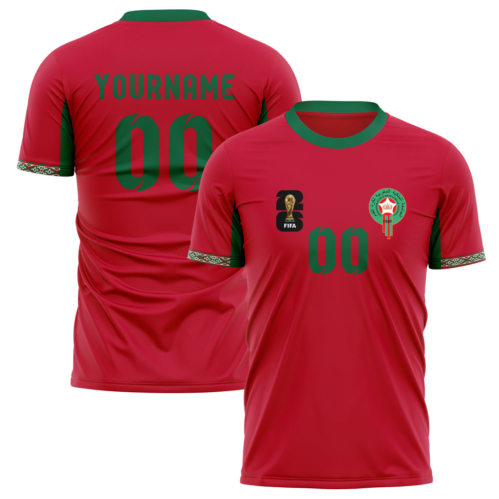 Morocco FIFA 2026 World Cup Home Soccer Jersey Style – With Custom Name and Number