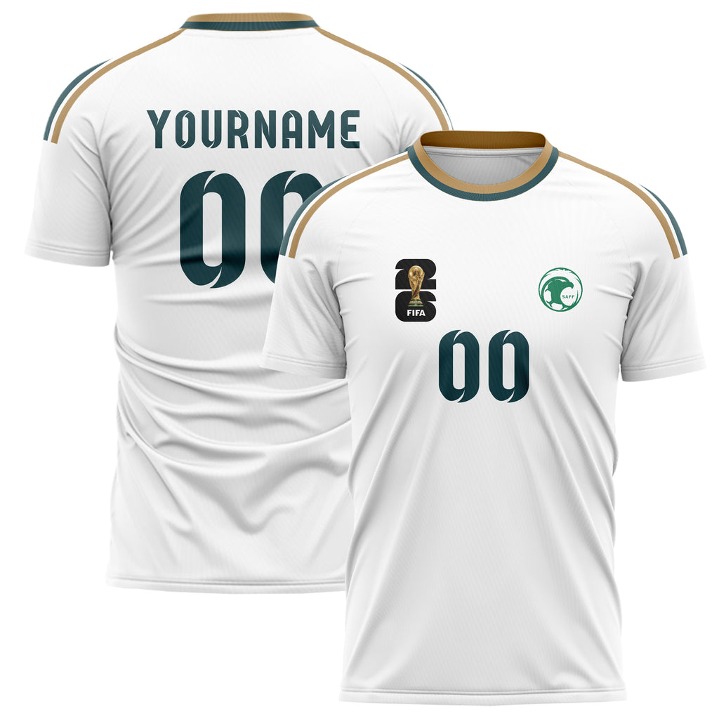 Saudi Arabia FIFA 2026 World Cup Away Soccer Jersey Style – With Custom Name and Number