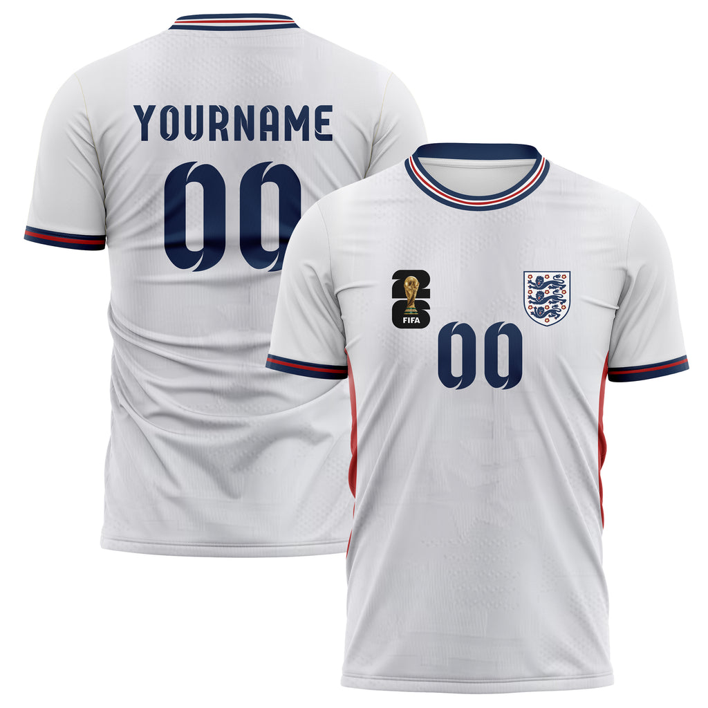 England FIFA 2026 World Cup Home Soccer Jersey Style – With Custom Name and Number