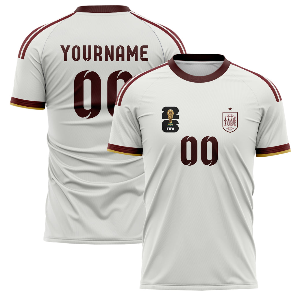 Spain FIFA 2026 World Cup Away Soccer Jersey Style – With Custom Name and Number
