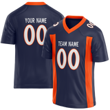 Custom Navy Blue & Orange Colors Design Sports Football Jersey