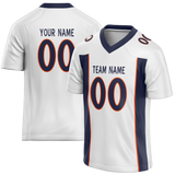 Custom White & Navy Blue Colors Design Sports Football Jersey