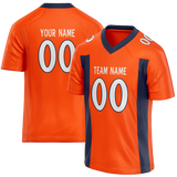 Custom Orange & Navy Blue Colors Design Sports Football Jersey