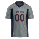 Custom Gray & Navy Blue Colors Design Sports Football Jersey FT01DB060318