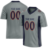 Custom Gray & Navy Blue Colors Design Sports Football Jersey