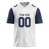 Custom White & Navy Blue Colors Design Sports Football Jersey FT01DC020218