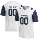 Custom White & Navy Blue Colors Design Sports Football Jersey