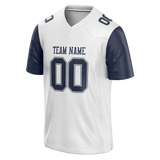 Custom White & Navy Blue Colors Design Sports Football Jersey FT01DC020218