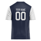 Custom Navy Blue & White Colors Design Sports Football Jersey FT01DC041802