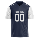 Custom Navy Blue & White Colors Design Sports Football Jersey FT01DC041802