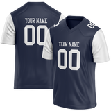 Custom Navy Blue & White Colors Design Sports Football Jersey FT01DC041802