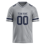 Custom Silver & Navy Blue Colors Design Sports Football Jersey FT01DC050418