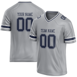 Custom Silver & Navy Blue Colors Design Sports Football Jersey FT01DC050418