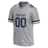 Custom Silver & Navy Blue Colors Design Sports Football Jersey FT01DC050418