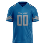 Custom Blue & Silver Colors Design Sports Football Jersey FT01DL012004