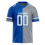 Custom Blue & Silver Colors Design Sports Football Jersey FT01DL042004