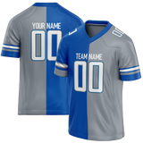 Custom Blue & Silver Colors Design Sports Football Jersey FT01DL042004