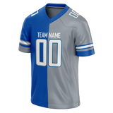 Custom Blue & Silver Colors Design Sports Football Jersey FT01DL042004