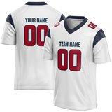 Custom White & Navy Blue Colors Design Sports Football Jersey FT01HT030218