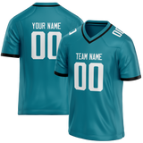 Custom Dark Aqua & White Colors Design Sports Football Jersey