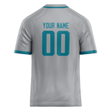 Custom Silver & Dark Aqua Colors Design Sports Football Jersey FT01JJ040416