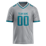 Custom Silver & Dark Aqua Colors Design Sports Football Jersey FT01JJ040416