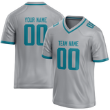 Custom Silver & Dark Aqua Colors Design Sports Football Jersey FT01JJ040416